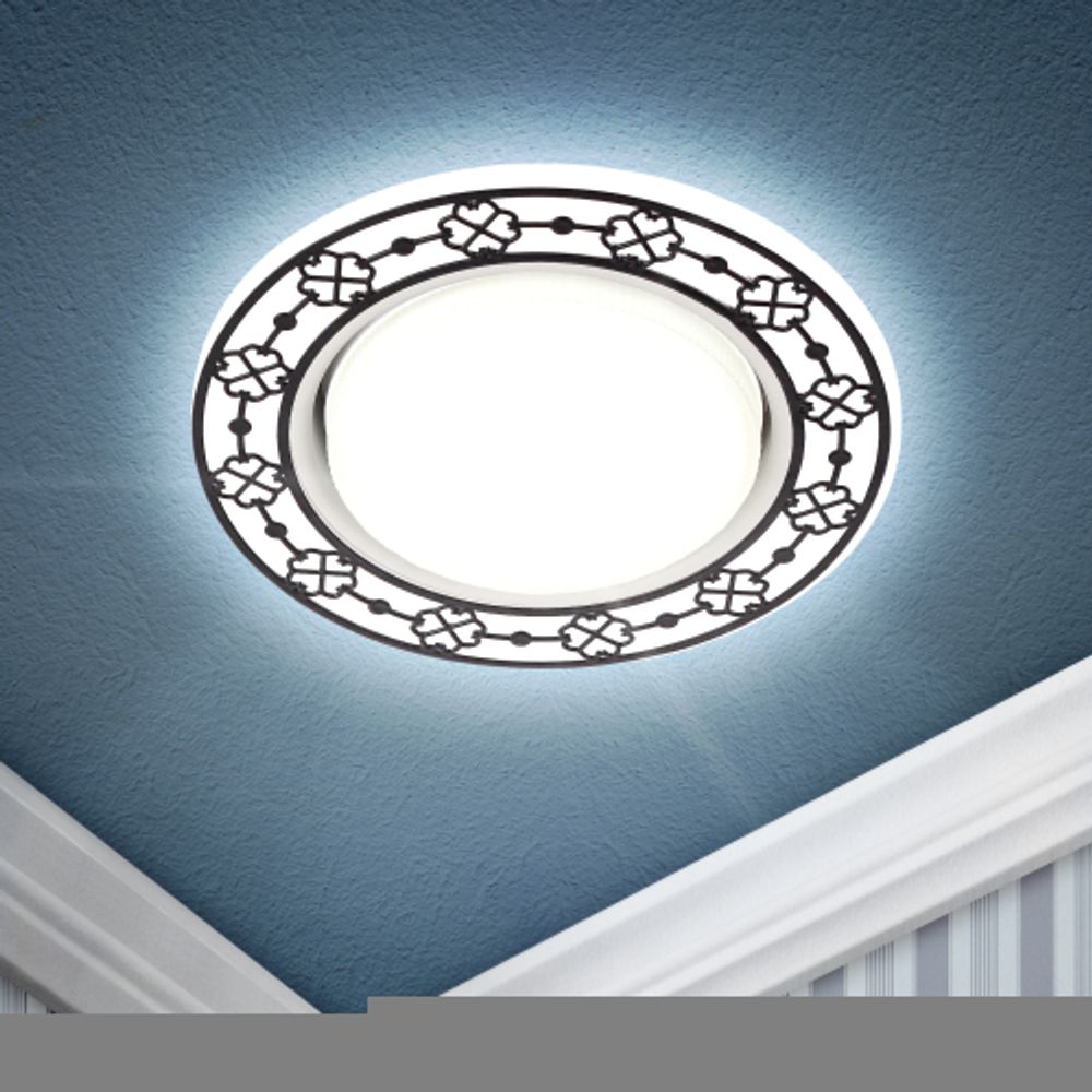 DK LD28 WH/WH Светильник ЭРА декор cо светодиодной подсветкой GX53, белый/белый