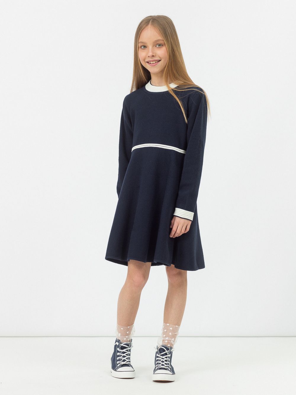 Платье для девочки в школу AT1017 синий