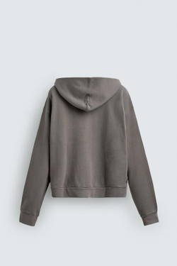 ZARA ТОЛСТОВКА С ЭФФЕКТОМ ПОТЕРТОСТИ НА МОЛНИИ С КАПЮШОНОМ, СВЕТЛО-СЕРЫЙ