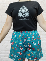2329 Пижама женская с шортами черный/Новый год (50)