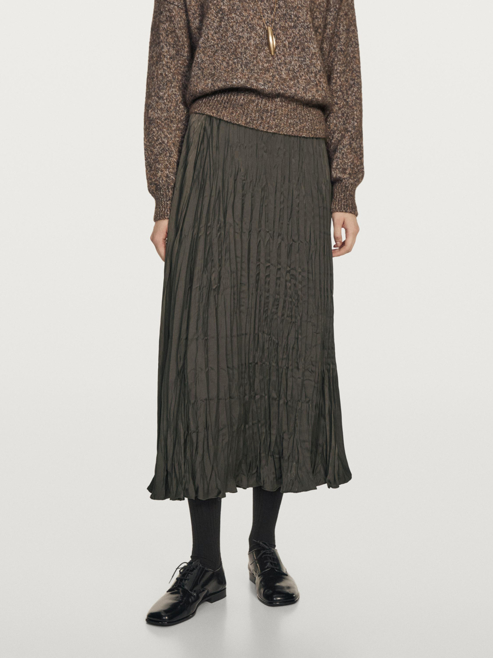 Massimo Dutti Длинная струящаяся плиссированная юбка, серый