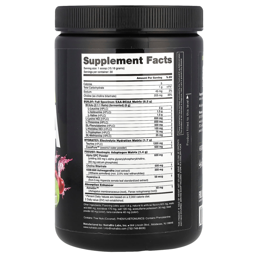 NutraBio, Альфа EAA, вишня с лаймом, 455 г