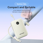 20000mAh Power Bank (USB-C + USB-C/USB-C/USB-A) with Built-in USB-C to USB-C Cable 22.5W Beige LED Display Type