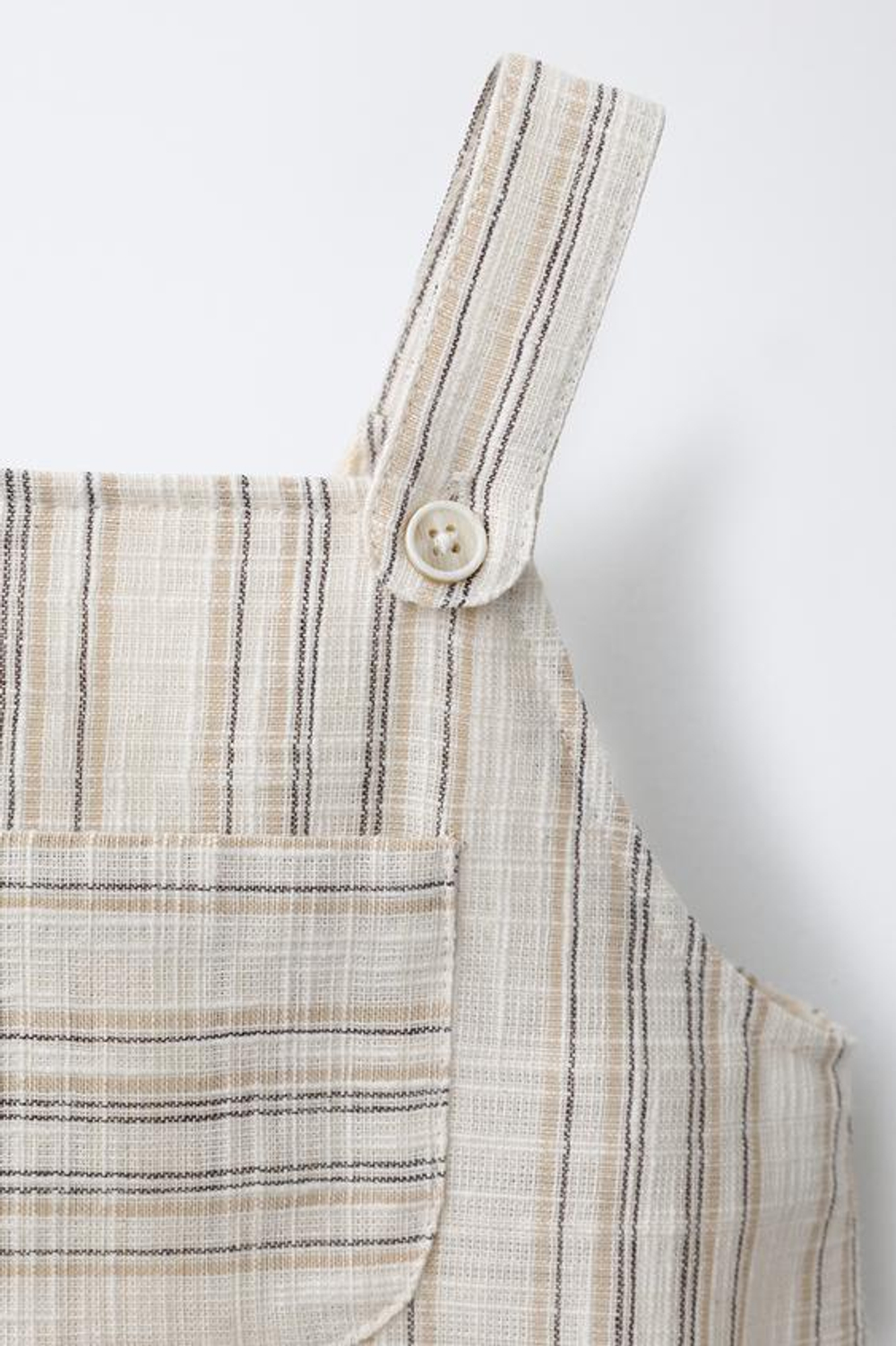 ZARA ДЛИННЫЙ КОМБИНЕЗОН В ПОЛОСКУ, СВЕТЛО-БЕЖЕВЫЙ