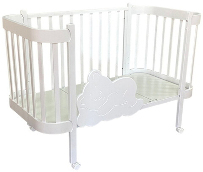 Детская кроватка Антел Solnyshko продольный маятник 3 в 1 белый-белый