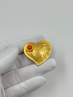 Накладка на пуговицу Сердце с розовой вставкой