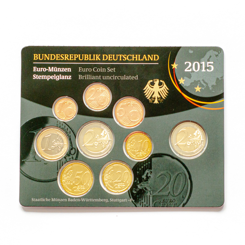 Germany 2015 Year Set (F: Stuttgart) + 2 Euro "Hessen: Frankfurter Paulskirche"