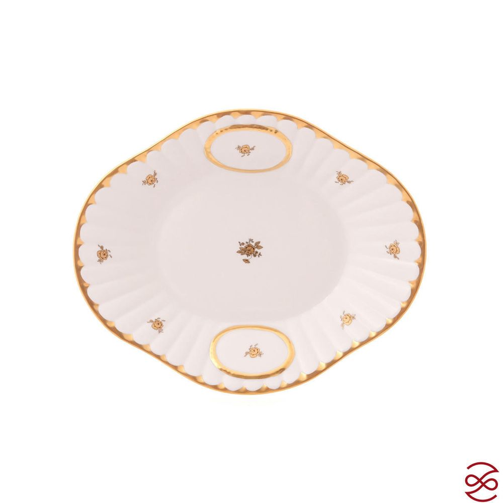 Блюдо для хлеба Queen's Crown Золотая роза 34 см