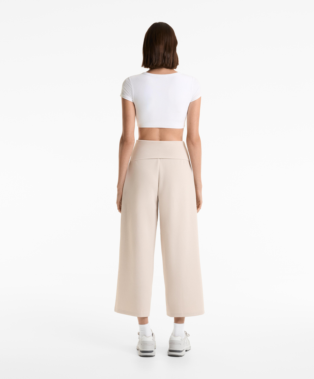 OYSHO Брюки широкого кроя в рубчик, норка