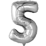 Шар фольгированный Цифра 5 81 см (Серебряный)