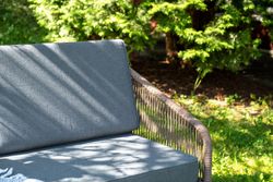 "Канны" лаунж-зона 4-местная из роупа со столом "Верона" (серый гранит), каркас алюминиевый коричневый, роуп коричневый