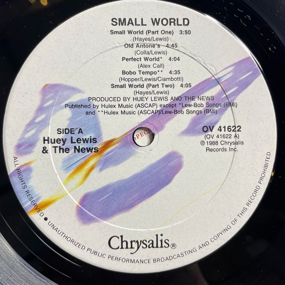 Винтажная виниловая пластинка LP Huey Lewis and The News Small World (USA 1988)