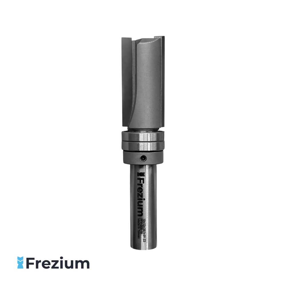 Обгонная прямая фреза по дереву с верхними подшипниками "Frezium" (19x12x38.1x91 Z2; PFV-205-19)