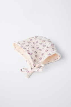 ZARA ЧЕПЧИК С ЦВЕТОЧНЫМ ПРИНТОМ, ЦВЕТ РОЗОВОГО ДЕРЕВА