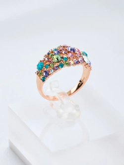 Кольцо Россыпь из разноцветных камней Swarovski