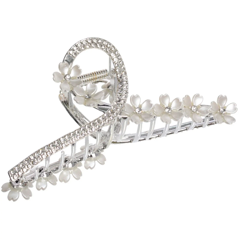 Заколка-краб для волос «AKS - DesignPRO», петля с сакурой, цвет золото и хром, 11.5*5см