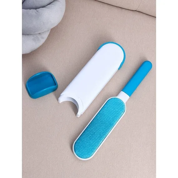 Щётка для удаления шерсти и волос с одежды и мебели с ручкой 33×7,5×5 см, цвет синий