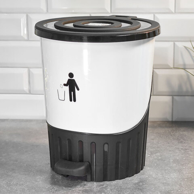 Ведро для мусора 14л с педалью, цвет белый