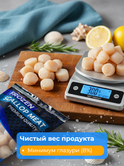 Гребешки свежемороженые без икры 10/20 (8% глазурь) 1 кг
