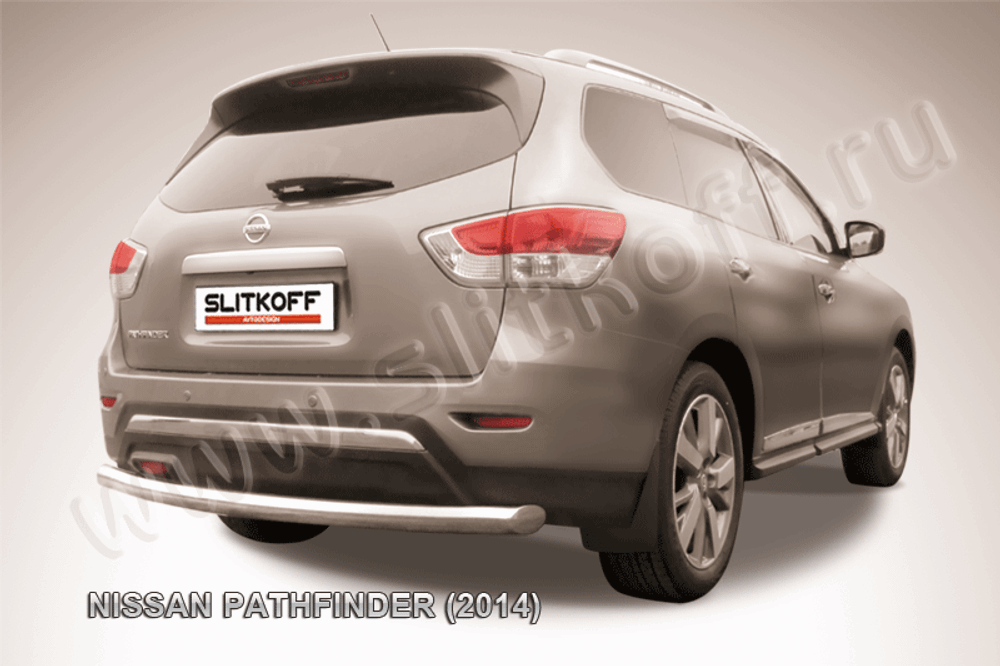 Защита заднего бампера (нержавейка) Nissan Pathfinder (2012-2017) d76 (черный)