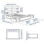 Комплект изголовья двуспальной кровати - NORDLI IKEA/ НОРДЛИ ИКЕА, 160x200 см, белый