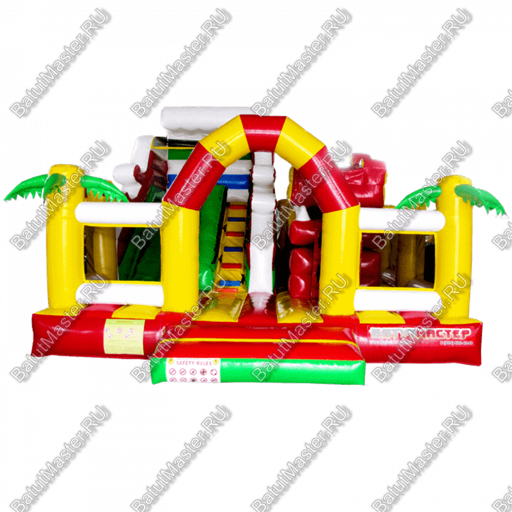 Коммерческий батут "Белый клык" с механизированной головой, цвет красно-желтый, 6*5*4 м