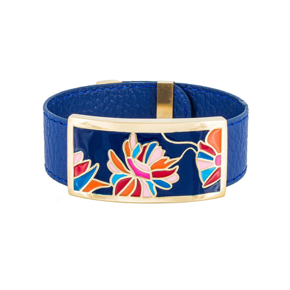 Браслет Fiore Luna на синем кожаном ремешке CB13599-7