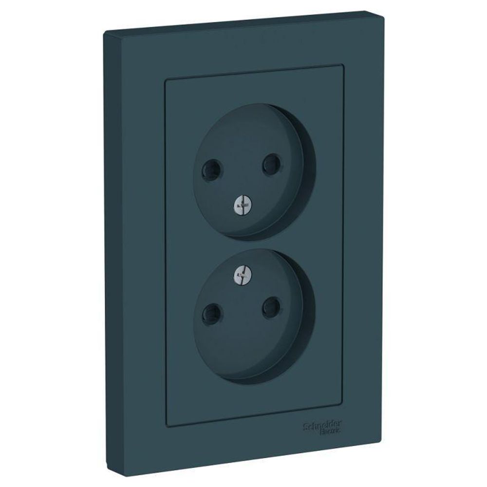 Розетка 2-м СП AtlasDesign 16А IP20 без заземл. защ. шторки в сборе изумруд SE ATN000822