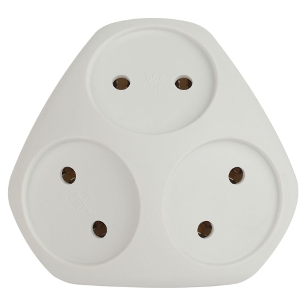 Разветвитель электрический ЭРА SPx-3-W на 3 розетки без заземления 10А белый | Тройники