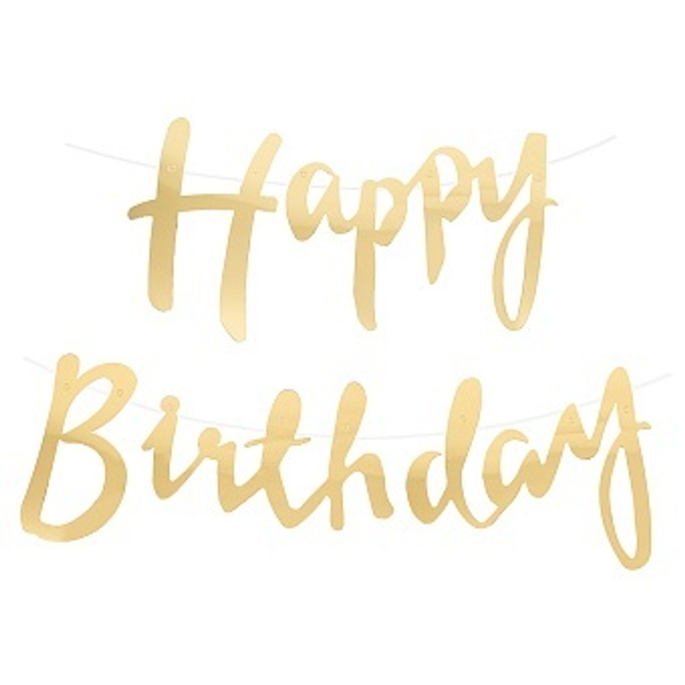 Гирлянда "Happy Birthday (курсив)", Золото, 5 м