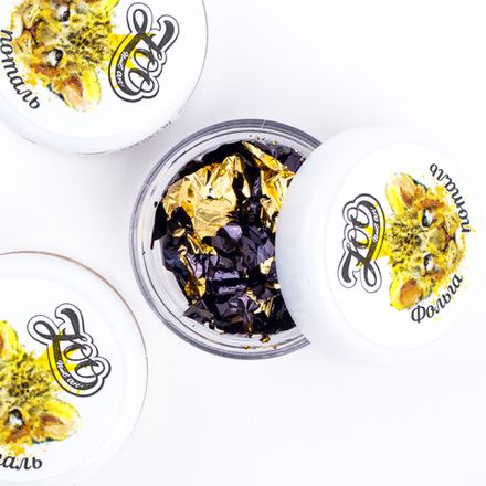 Zoo Фольга поталь двусторонняя № 1546 черная и золото, 14х14см