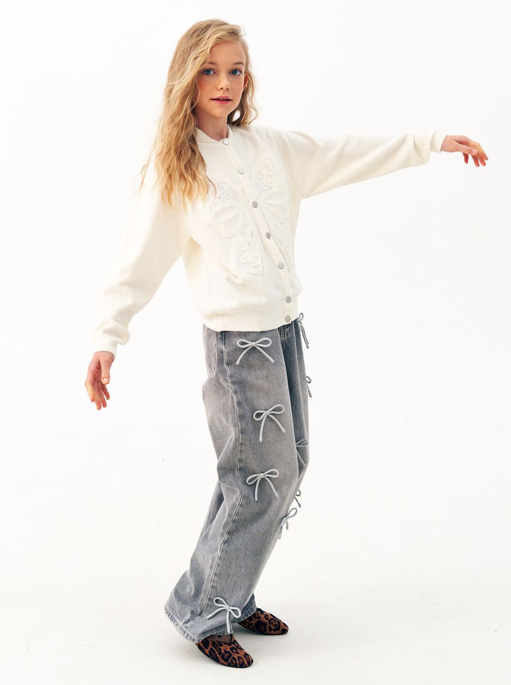 Кардиган для девочки AT1118 молочный