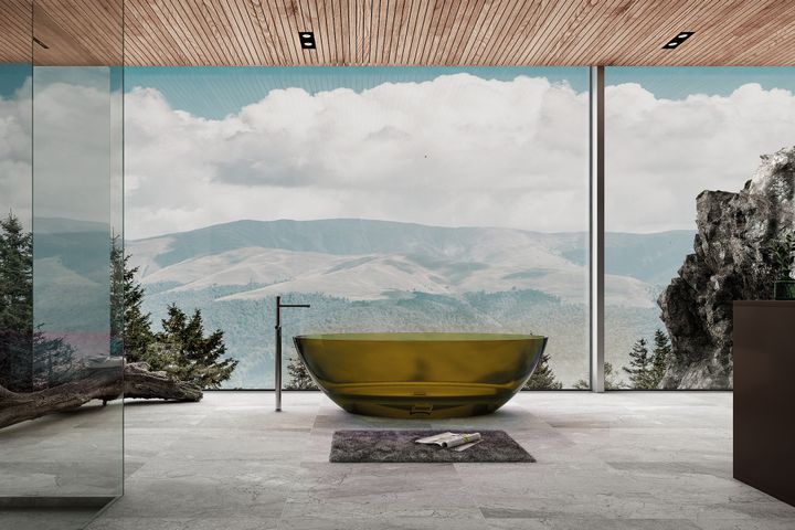 Прозрачная ванна ABBER Kristall AT9702Vesuvian оливковая