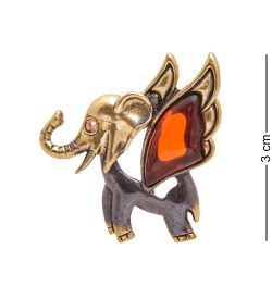 AM-3498 Брошь «Слон Дамбо» (латунь, янтарь)