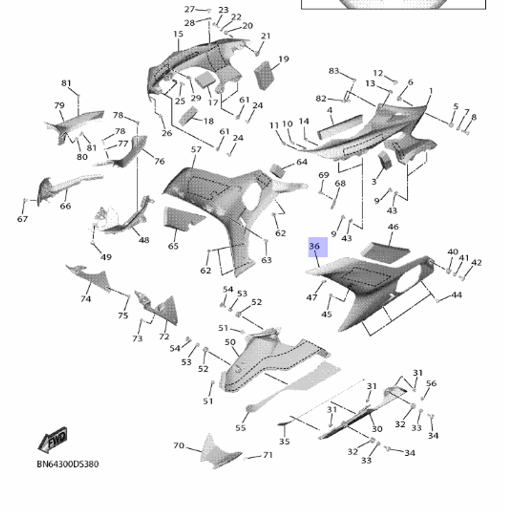 Панель пластиковая Yamaha R6 BN6W283U10P1