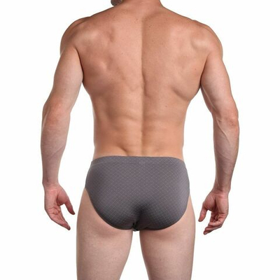 Мужские трусы-слипы с принтом и однотонной вшитой резинкой (Размер: L) (Цвет: серый)