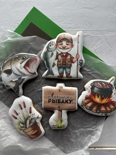 Имбирные пряники для торта рыбаку