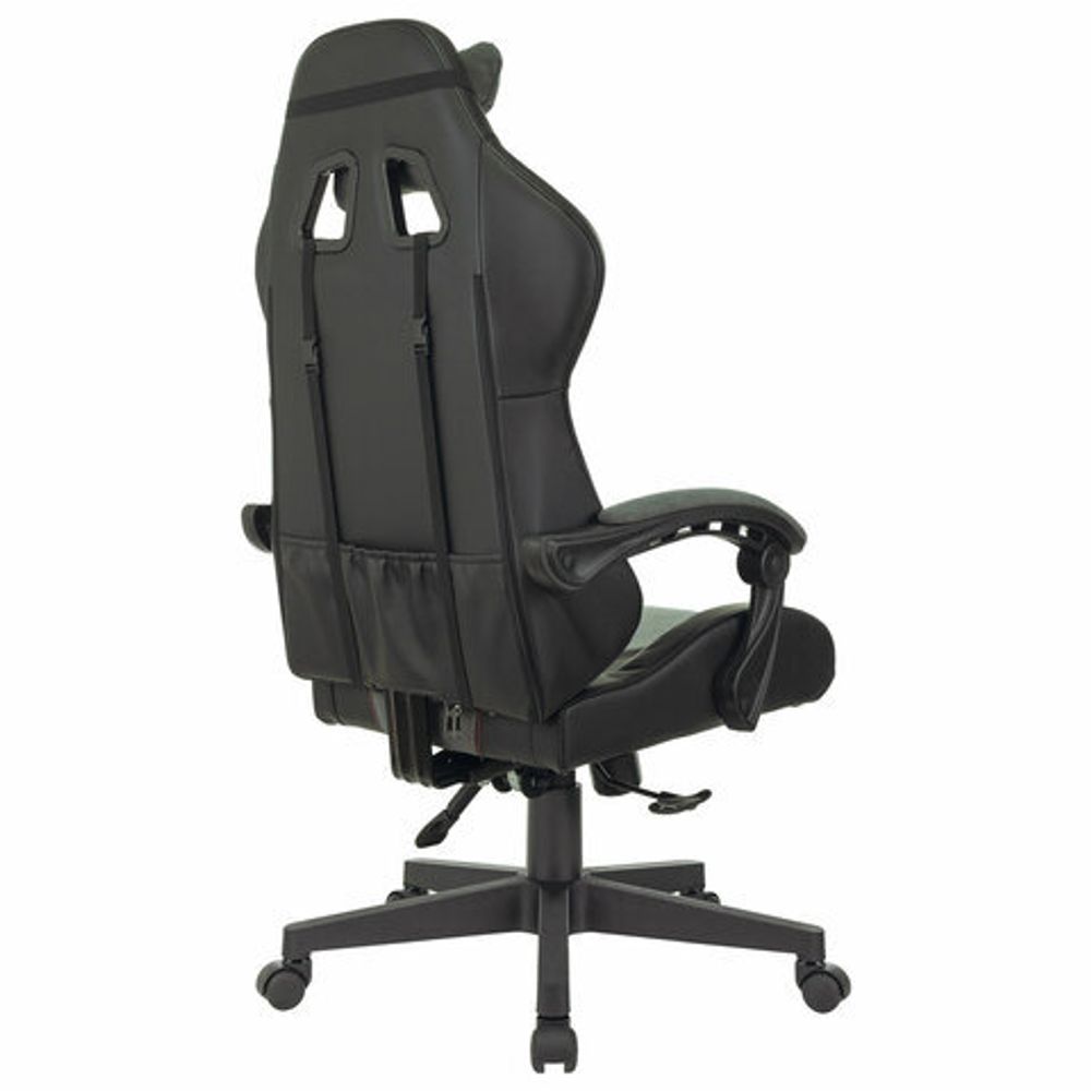 Кресло компьютерное BRABIX "Striker GM-121", синхромеханизм, 2 подушки, экокожа/велюр, черное/серое, 532961