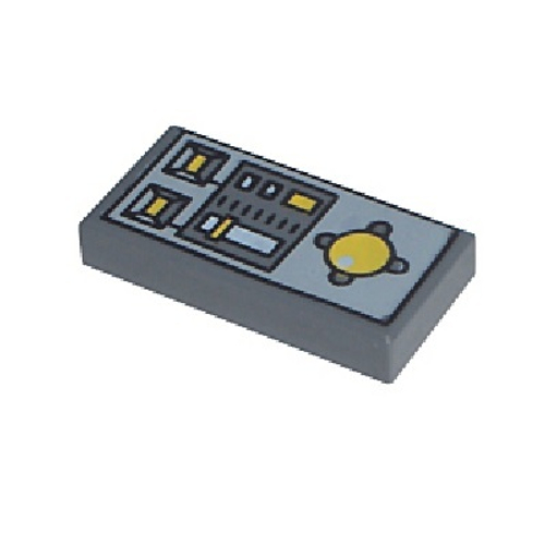 Плитка 1 x 2 с узором панели управления 3069pc1 Dark Bluish Gray