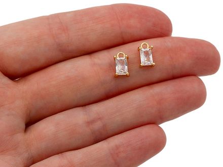 Подвеска-Прямоугольная 9мм, с прозрачным кристаллом