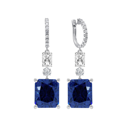 Серьги с синим фианитом