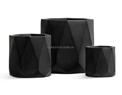 Кашпо TREEZ ERGO - серия Rombo - Цилиндр-многогранник- Антрацит