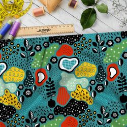 Ткань атлас детская разноцветная карта местности