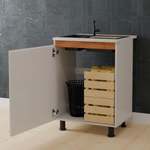 Кухня Валенсия 200 см со столешницей (7 модулей) / белый ЛДСП, массив дуба