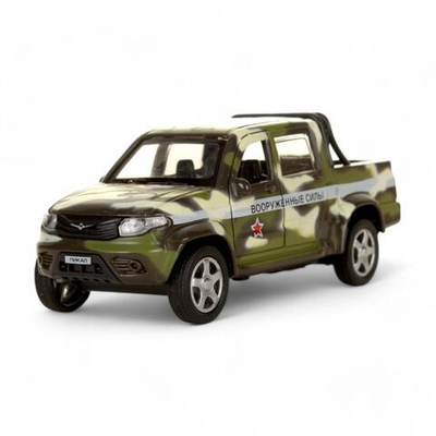 Модель ин. мет. "Уаз пикап. полиция/война" 12см, дв, баг, PICKUP-12DB6-MIP (Технопарк)