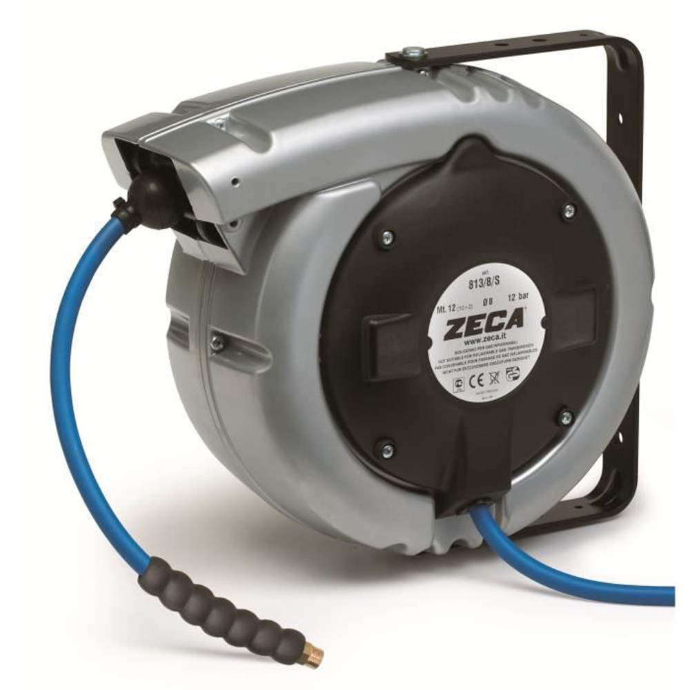 Катушка алюминиевая для воздуха с самоубирающимся шлангом, диаметр 8 мм, 12 м, 12 бар, ZECA (Италия)