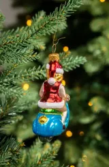 Елочное украшение Дама на мотоцикле, стекло, 11 см., 1 шт., Витус (А340)