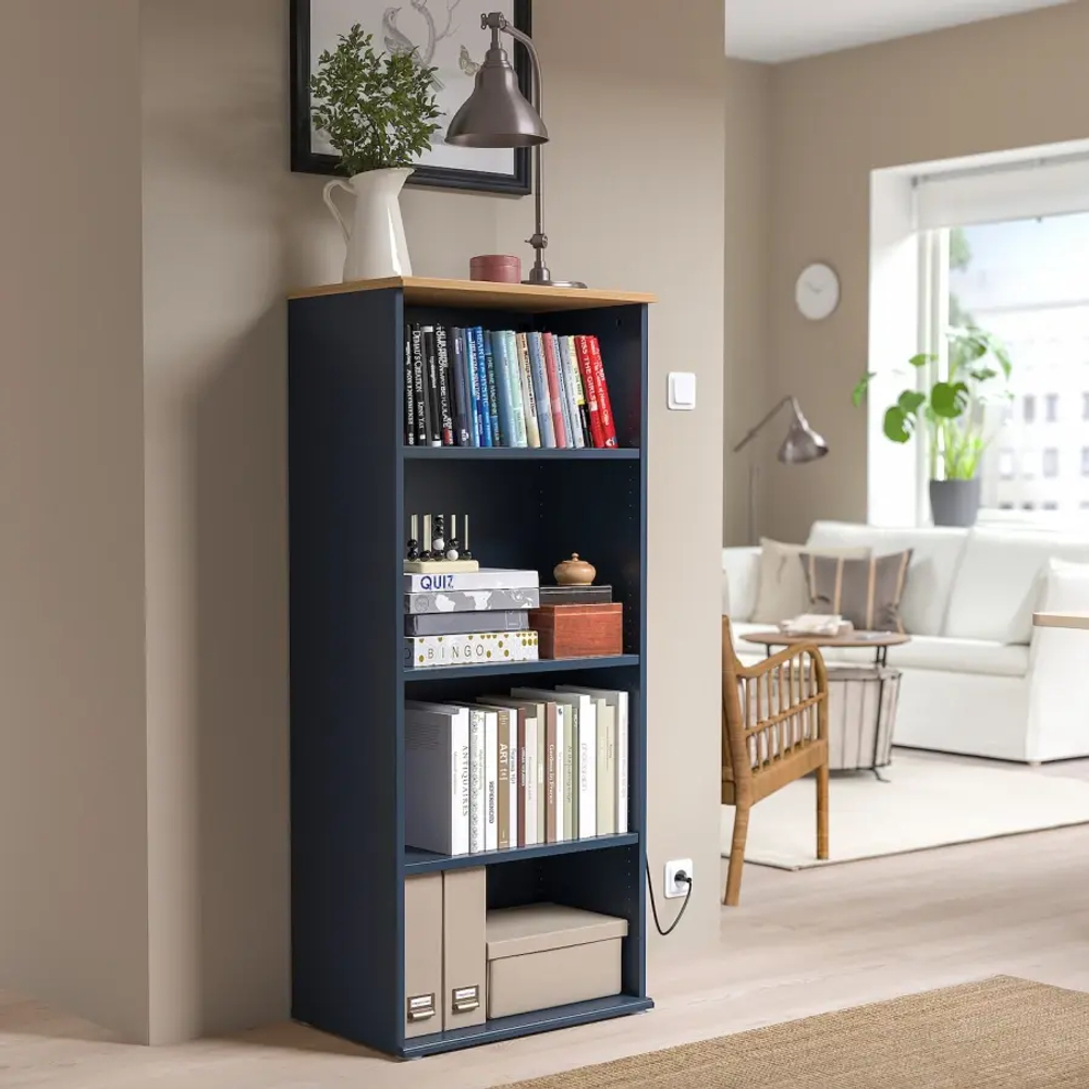 Открытый книжный шкаф - SKRUVBY IKEA/СКРУВБИ ИКЕА, 37.5х60х140 см, синий