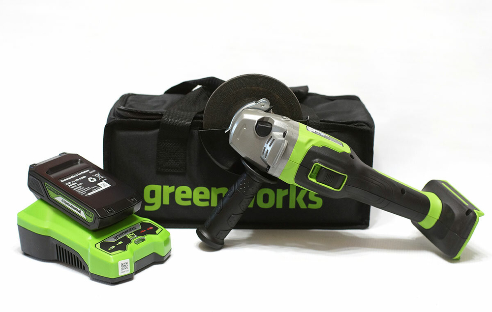 УШМ GREENWORKS GD24AGK2 в компл. с АКБ 2Ач. и ЗУ (3200207UA)