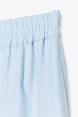 ZARA ШОРТЫ-БОКСЕРЫ ИЗ ЛЬНА, ГОЛУБОЙ